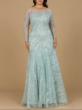 Lara Long Sleeve Mermaid Beaded Gown 29199