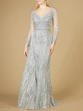 Lara Asymmetrical Skirt Overlay with Long Sleeve Gown 29230