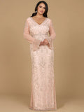 Lara Long Bell Sleeve V-Neck Beaded Gown 29358