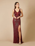 Lara Thigh High Slit Beaded Gown 29528