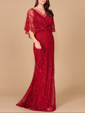 Lara Glacial Green Cape Sleeves Mermaid Gown 29673