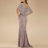 Lara Glacial Green Cape Sleeves Mermaid Gown 29673