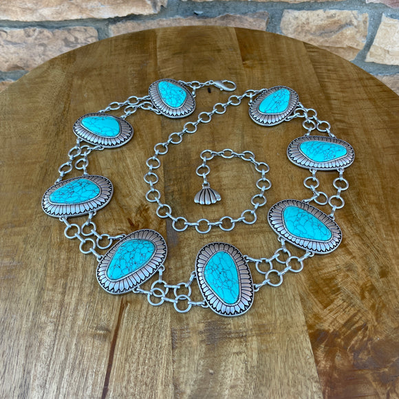 Melissa Silver/Turquoise Concho Belt