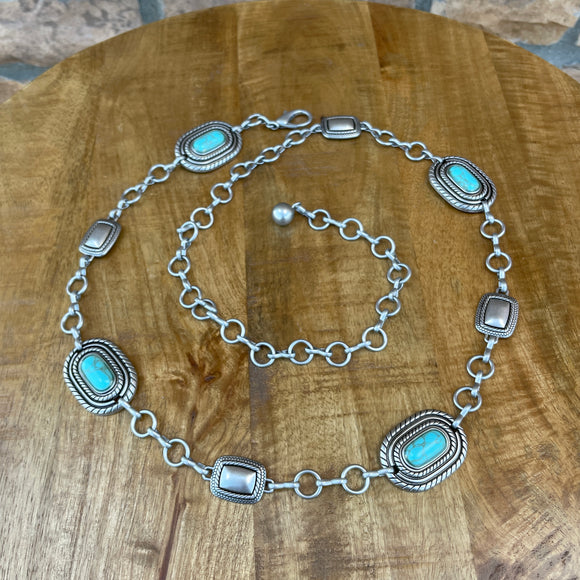 Irma Silver/Aqua Concho Belt