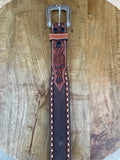 Men’s Ariat Brown White Stitch Trim Belt