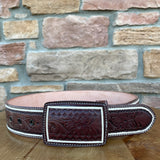 Men’s Brown Floral Print Western Belt