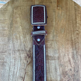 Men’s Brown Floral Print Western Belt