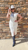 Jennifer Denim Midi Dress White