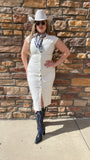 Jennifer Denim Midi Dress White