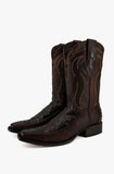 Men's Rock'em Brown Ostrich Clon Versace Square Toe Boots