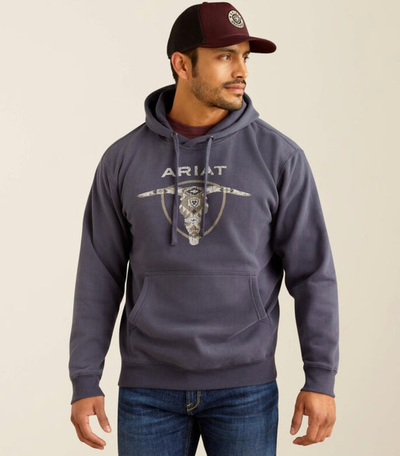 Men's Ariat Southwestern Longhorn Hoodie Odyssey Grey