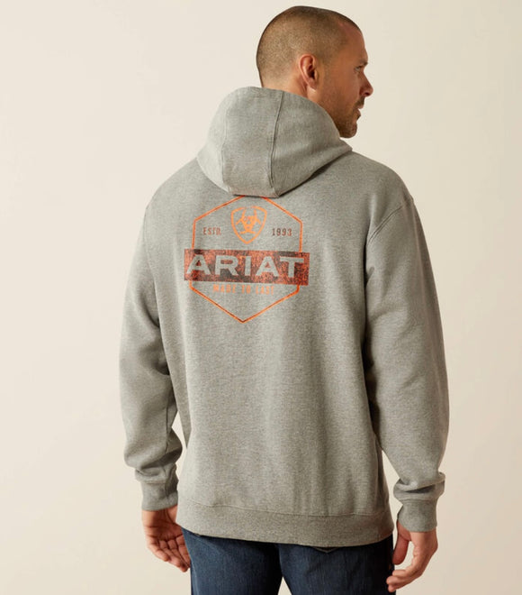 Men's Ariat Bold Hex Hoodie Grey Heather