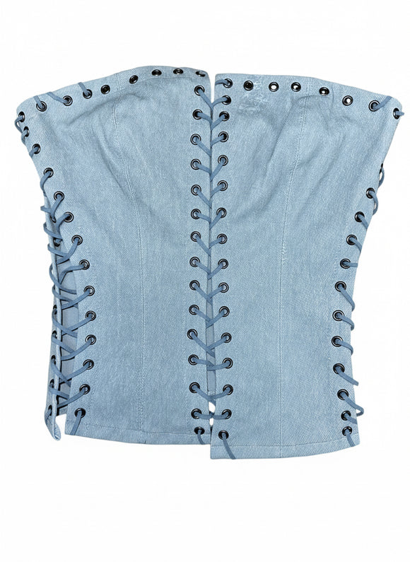 Brenda Lace Up Denim Top