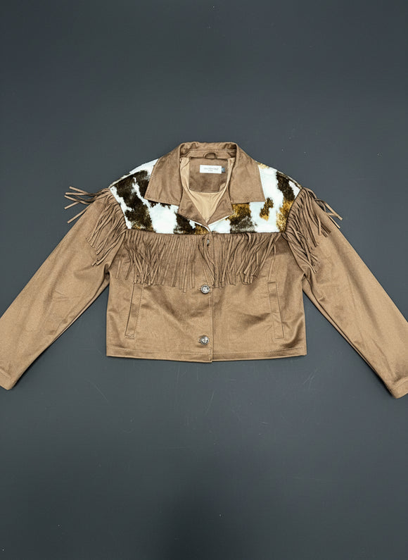 Cow print Fringe Jacket