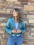 Jessica Turquoise Suade Fringe Jacket