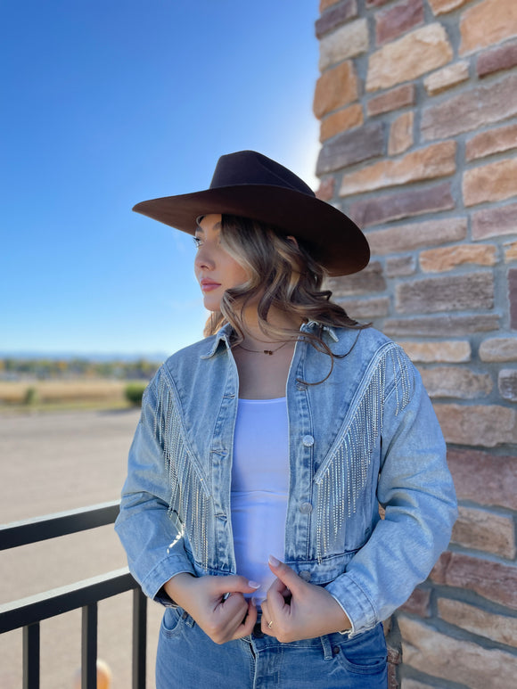 Katrina Blue Denim Fringe Jacket