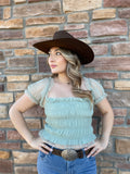 Lila Sage Green Tule Top