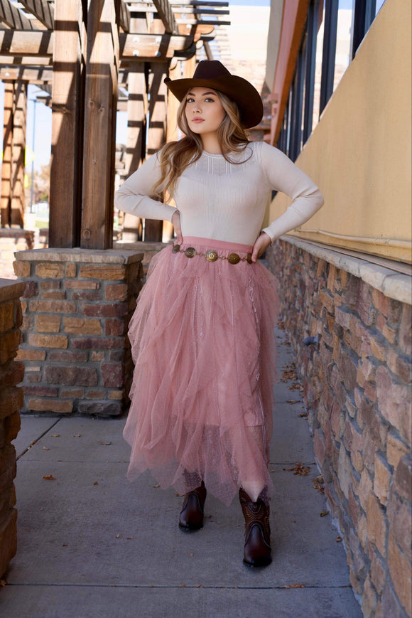 Barbara Pink Tule Long Skirt