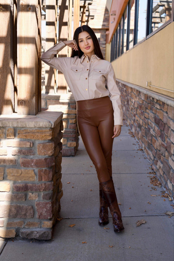 Tatiana Beige Leather Jacket