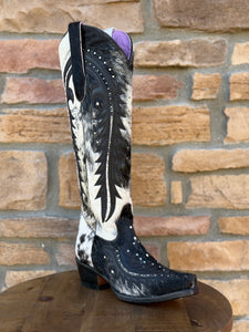 Women’s Rock’Em Cowhide Stud Tall Snip Toe Boots