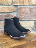 Men’s Los Altos Black Nobuck Wide Square Toe Ankle Boots