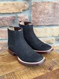 Men’s Los Altos Black Nobuck Wide Square Toe Ankle Boots