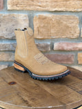 Men's Nobuck Sand Wide Square Toe Ankle Boots