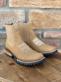 Men's Nobuck Sand Wide Square Toe Ankle Boots