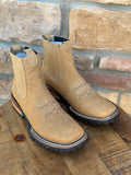 Men's Nobuck Sand Wide Square Toe Ankle Boots