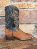 Red Diamond Tan Python Wide Square Toe Boots