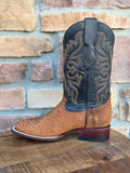 Red Diamond Tan Python Wide Square Toe Boots