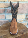 Red Diamond Tan Python Wide Square Toe Boots