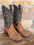 Red Diamond Tan Python Wide Square Toe Boots