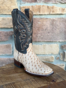 Red Diamond Ostrich Oryx Wide Square Toe Boots