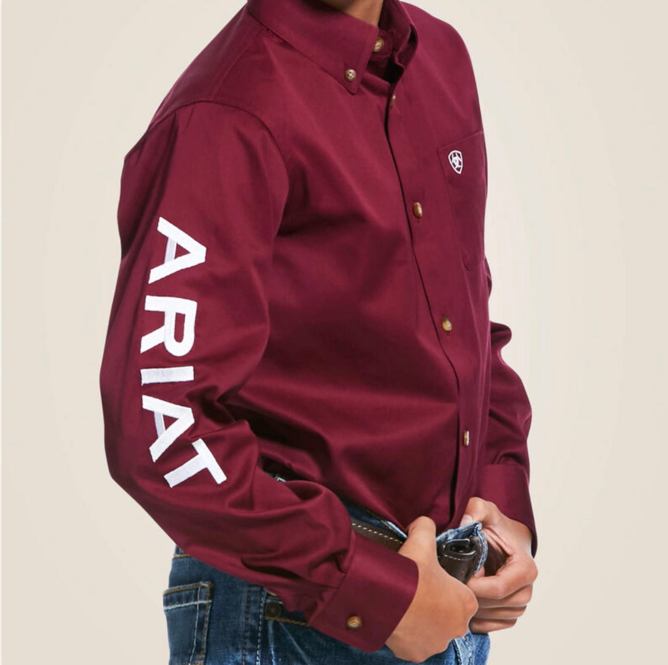 Ariat Boys Burgundy Team Logo Twill Classic Fit Shirt – Moreno's Wear