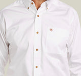 Men’s Ariat White Solid Twill Fitted Shirt