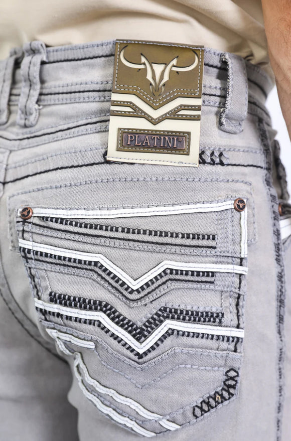 Platini Grey Slim Bootcut Jeans