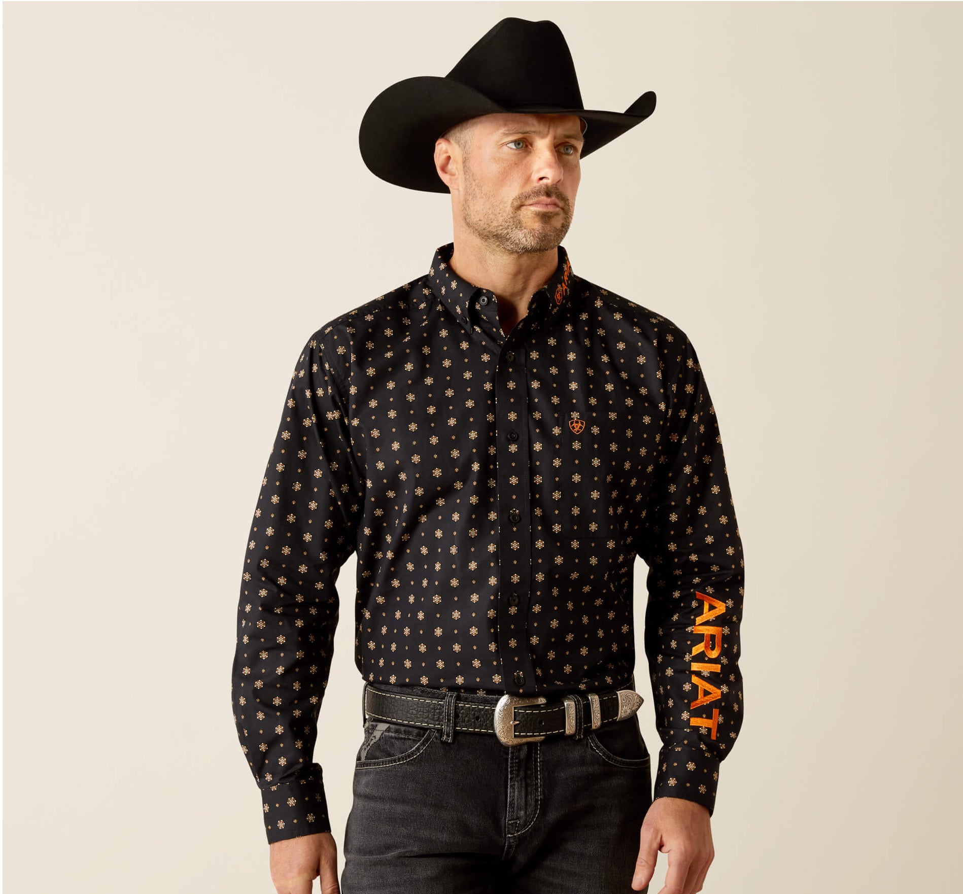 Men's Ariat Black Team Kelvin Classic Fit Shirt Moreno's Wear Men's Ariat Black Team Kelvin Classic Fit Shirt Moreno's Wear