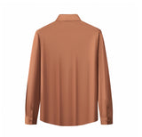 Men’s Barocco Signature Satin Stitchless Shirt- Coffe