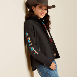 Women’s Ariat Black/Serrano Southwest Print New Team Softshell Jacket