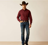 Men’s Ariat Maroon Banner McKinley Modern Fit Shirt