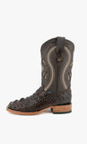 Men's Rock'em Clon Caiman Tail Hornback Wide Square Toe Brown