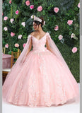 May Queen LK193 Floral Applique Corset Quinceanera