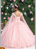 May Queen LK193 Floral Applique Corset Quinceanera