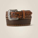 Men’s Ariat Brown White Stitch Trim Belt