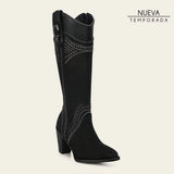 Cuadra Women’s Nubuck Suede Black Boots CC357