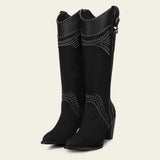Cuadra Women’s Nubuck Suede Black Boots CC357