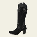 Cuadra Women’s Nubuck Suede Black Boots CC357