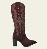 Cuadra Wine Crystals Suede Boot CC358