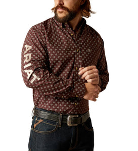 Men's Ariat Brown/Tan Team Koen Logo Fitted Shirt Moreno's Wear Men's Ariat Brown/Tan Team Koen Logo Fitted Shirt Moreno's Wear